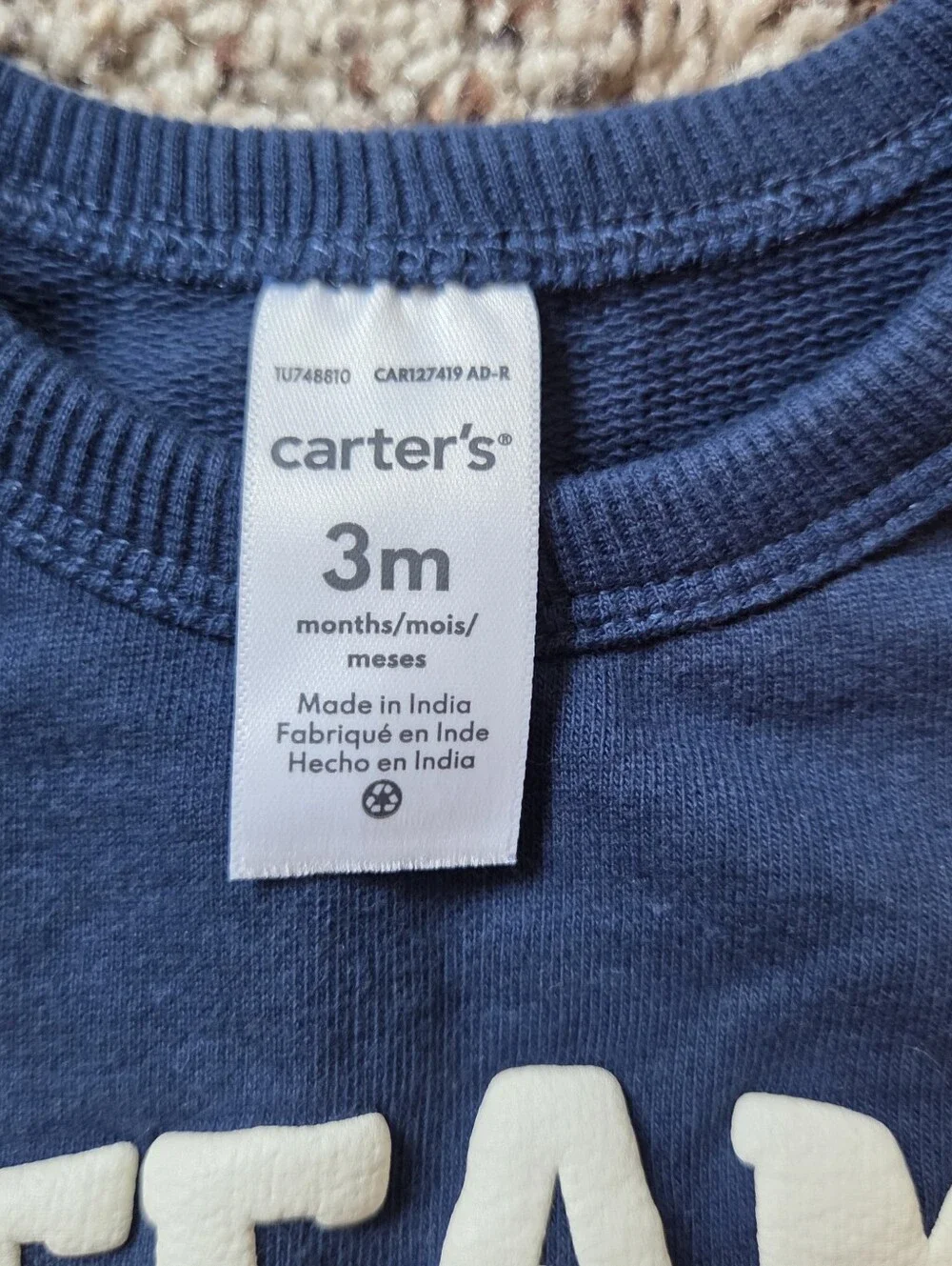 Carter's Baby Team Captain French Terry Navy Blue Jumpsuit